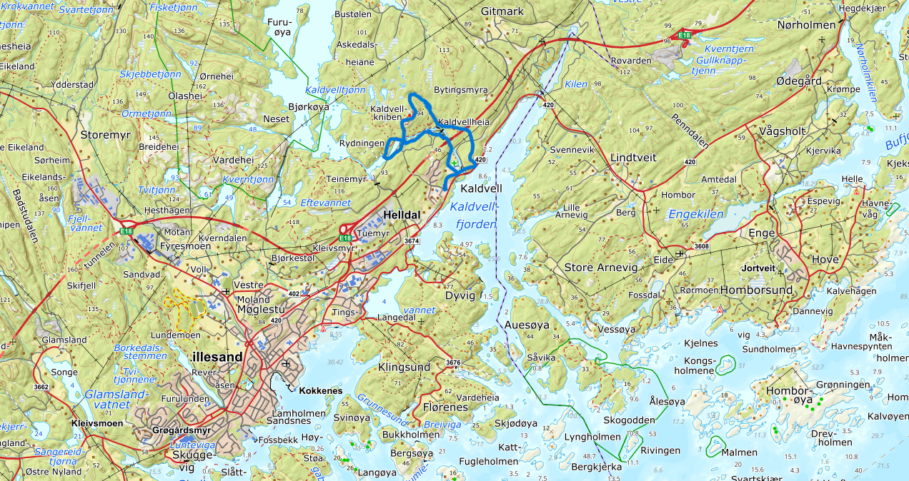 Løype 20 Kaldvell: Oversiktskart