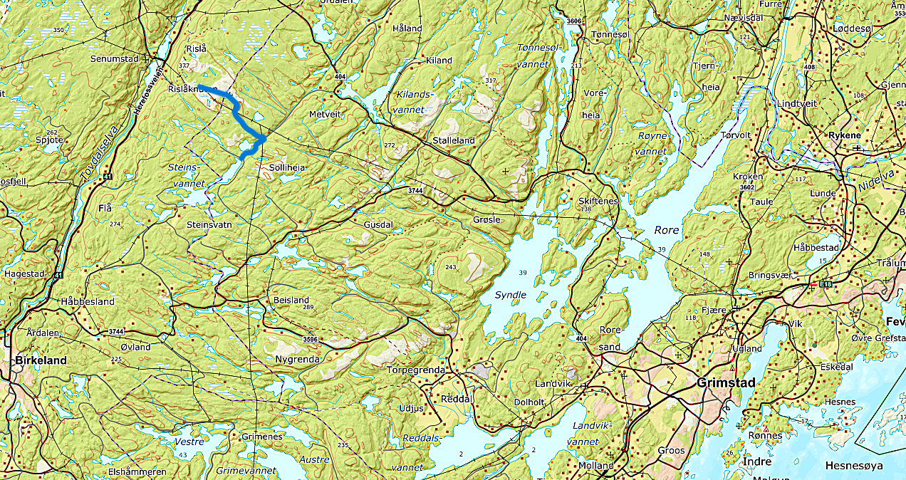 Løype 15 Risdalsheia: Oversiktskart